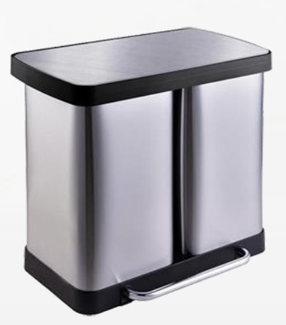 30 + 30l contenedor de basura de pedal de circulación de cocina con dos forros desmontables