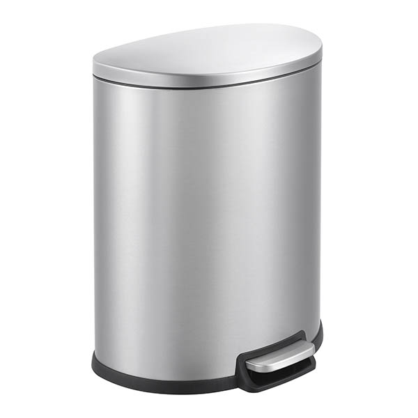 50L Stainless Steel Oval Shape Trash Bin with Lid