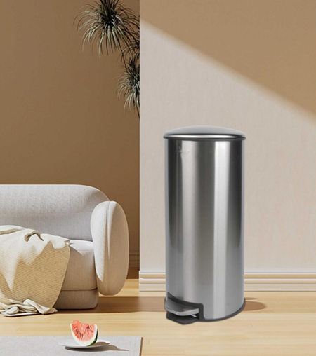 20L Bentuk Bulan Besi Tanpa Stainless Slow close Trash Bin with Lid