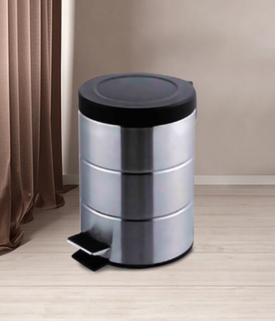 3L Stainless Steel Round Garbage Bin with Lid
