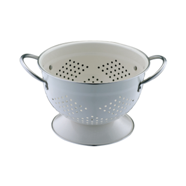 Pulverlackerad metall Colander Strainer med handtag och ben