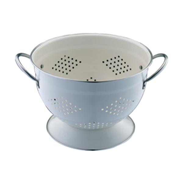 Powder Coated Metal Colander Strainer with Handle and Legs