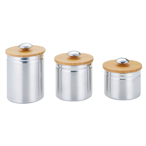 Airtight Stainless Steel Coffee Bean Storage Container with Bamboo Lid