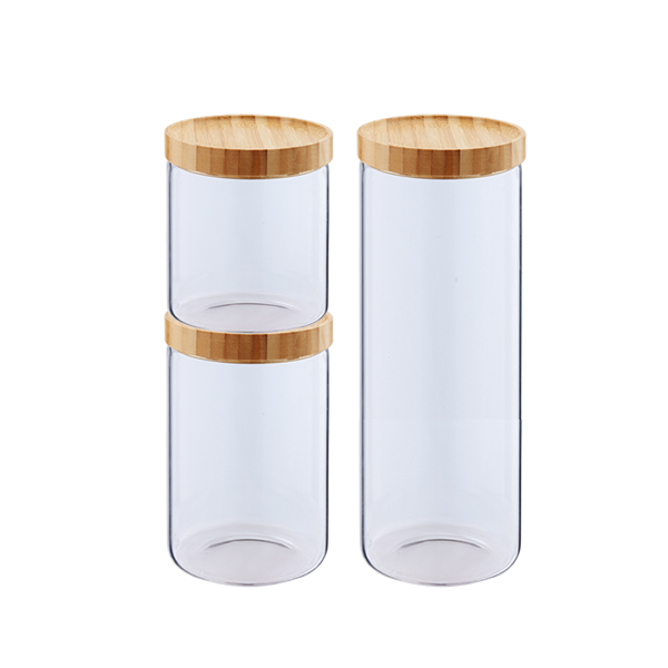 4 Pieces Airtight Glass Storage Container with Bamboo Lid