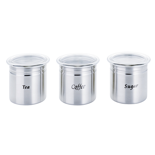 Set of 3 Pieces Round Shape Stainless steel Airtight Jar with Acrylic Lid