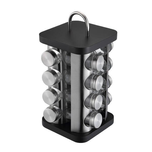 Stainless Steel Square Shape Rotating Standing Spice Set for Kitchen Spices