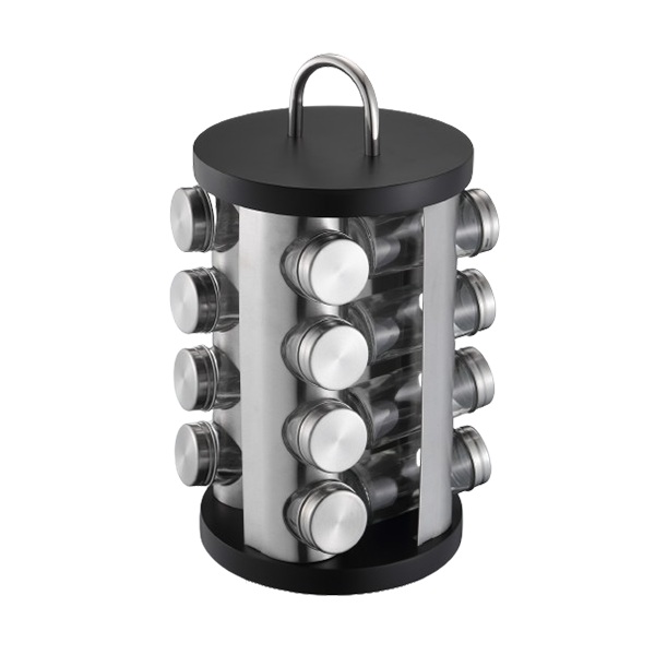 Stainless Steel Square Shape Rotating Standing Spice Set