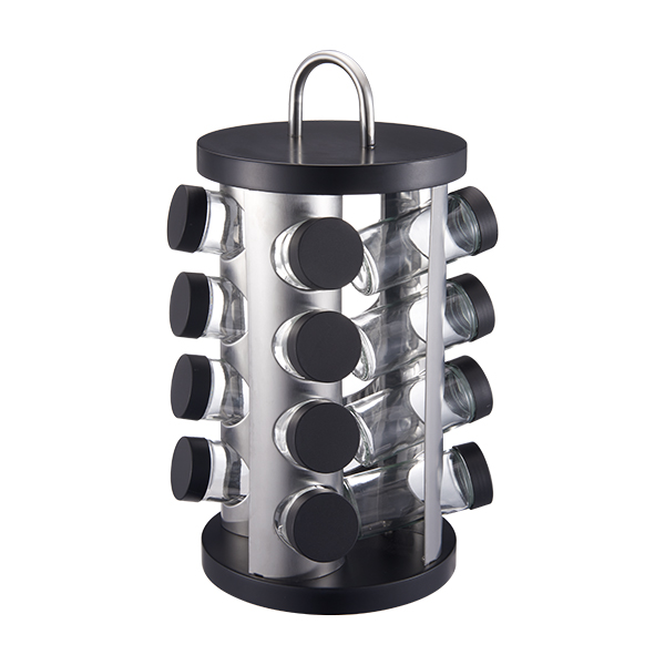 Round Shape Stainless Steel Rotating Standing Spice Set for Kitchen Spices