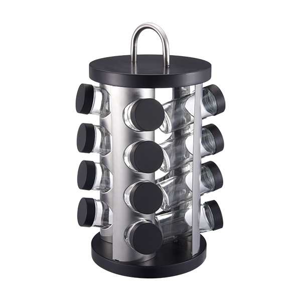 Bingkai bulat Besi Tanpa Stainless Rotating Standing Spice Set untuk Kitchen Spices