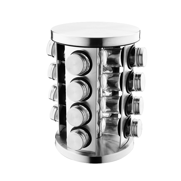 Stainless Steel Rotating Tower Organizer for Kitchen Spices and Seasonings