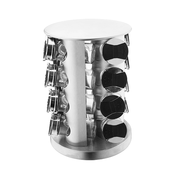 Bentuk Bulan Besi Tanpa Stainless Rotating Standing Spice Set untuk Kitchen Spices