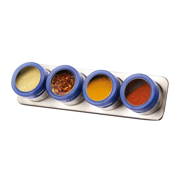 4 Magnetische Vierkante Vorm Bamboe Spice Jar Containers aan de muur gemonteerd