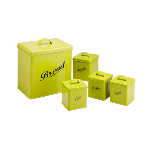 Set de 5 récipients carrés biscuits thé café sucre pot set