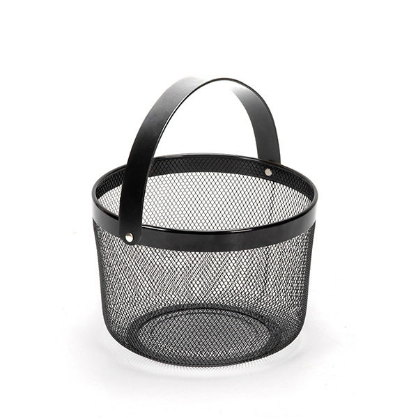Garden Storage Baskets Metal Mesh Harvest Basket with Foldable Steel Handle