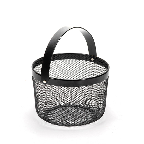 Panier de rangement de jardin panier de récolte en maille métallique avec poignée en acier pliable