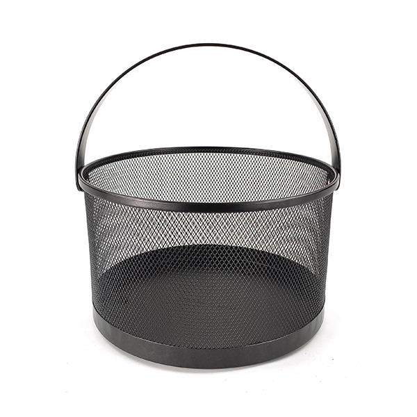 Round Picnic Baskets Metal Mesh Harvest Basket with Foldable Steel Handle