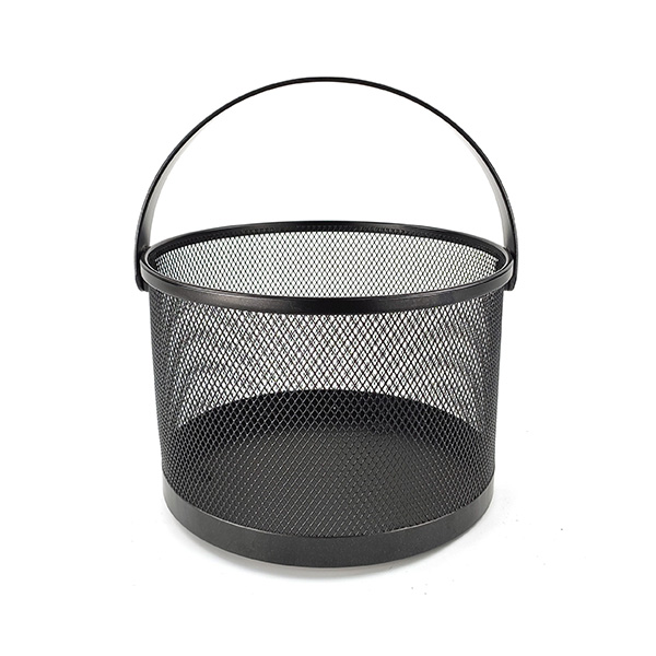 Round Picnic Basketter Metal Mesh Harvest Basket med Foldable Steel Handle