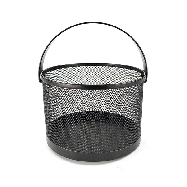 Pyöreä piknik korit Metal Mesh Harvest Basket Taitettava teräskahva