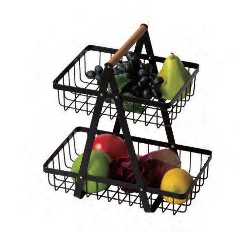 Basket Stand for Fruits Vegetables Bread Snacks Black