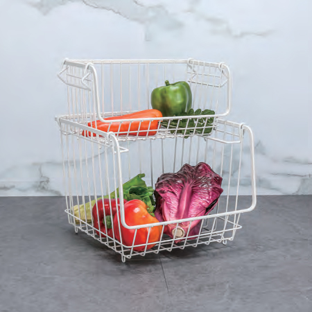 2 Tier Vegetable Fruit Basket Bowl for Kitchen Countertop