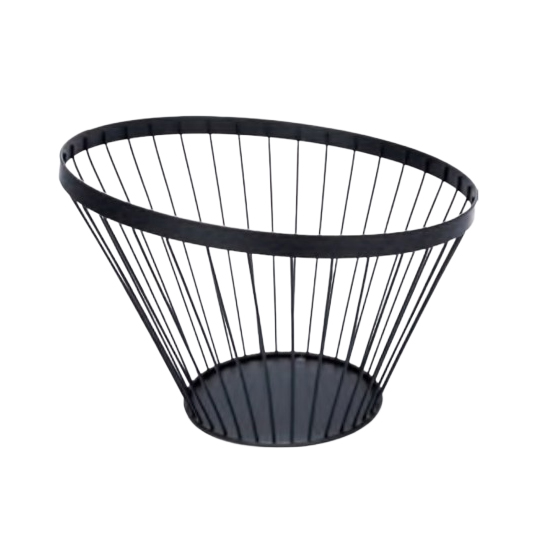 Round Black Metal Bowl Fruit Basket