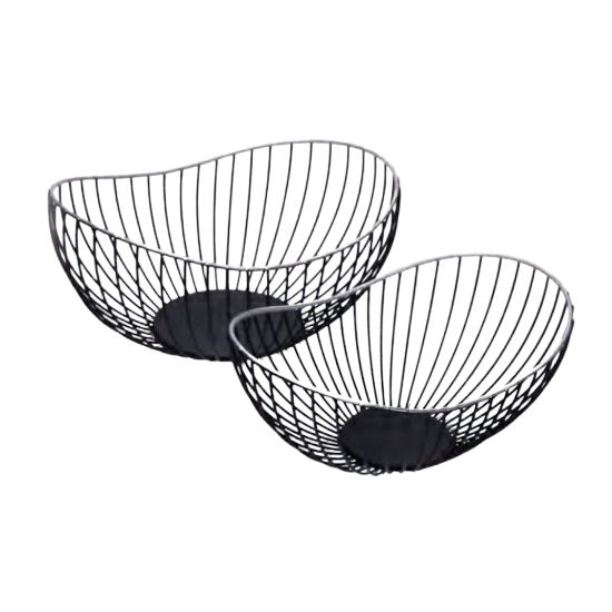 Metal Wire Fruit Basket Round Black Metal Bowl Vegetable Holder