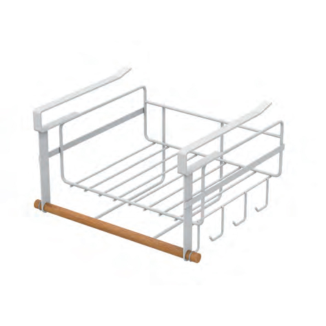Under Shelf Storage Rack with Cup Hanging and Paper Towel Holder