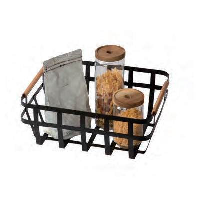 Kitchen Metal Wire Basket Storage with Wooden Handles
