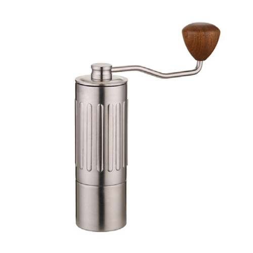 Stainless Steel Cylindrical Coffee Mill with Wood Knob