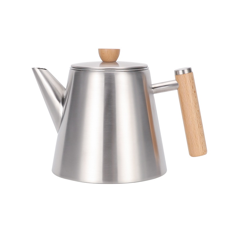 1200ml Stainless Steel Double Wall Teapot with Wood Handle