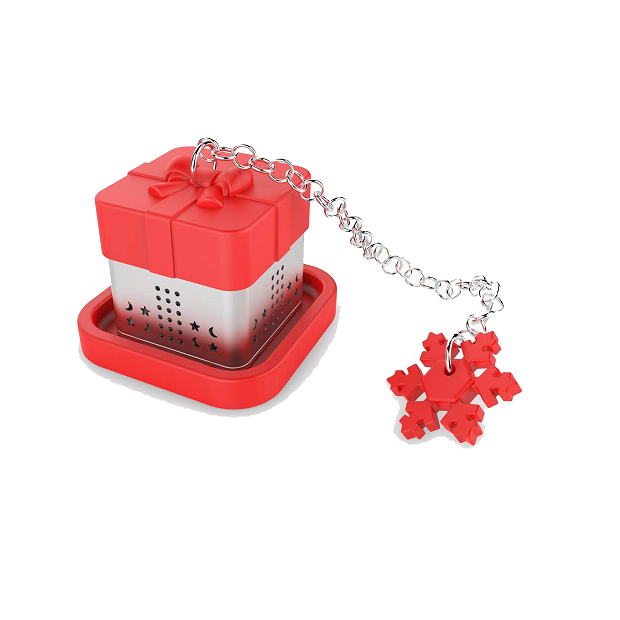 Stainless Steel and Silicone Tea Strainer with Chain with Drip Tray
