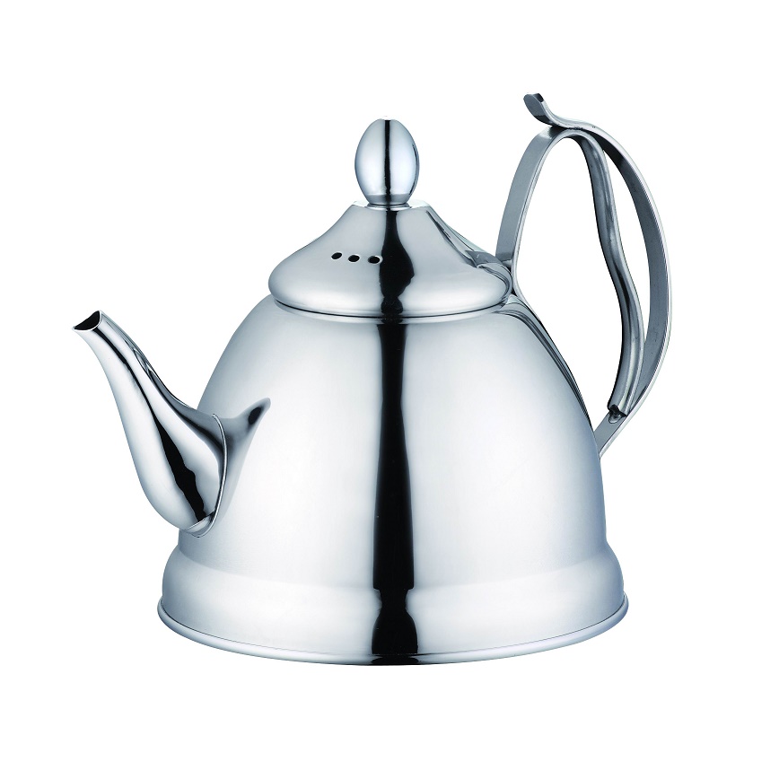 1L Stainless Steel Teapot Coffee Pot with Tea Strainer