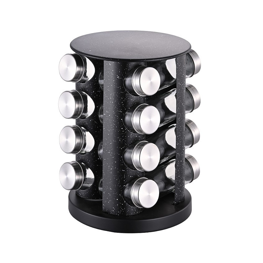 Carbon Steel Revolving Countertop Spice Rack With Top Handle
