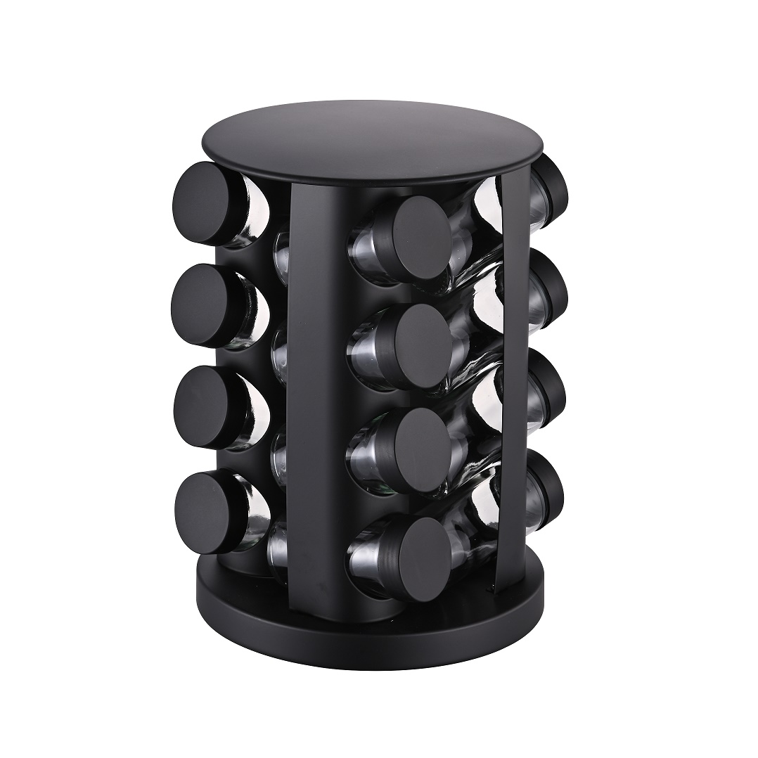 Carbon Steel Spice Carousel Tower for Kitchen Set of 16 Jars