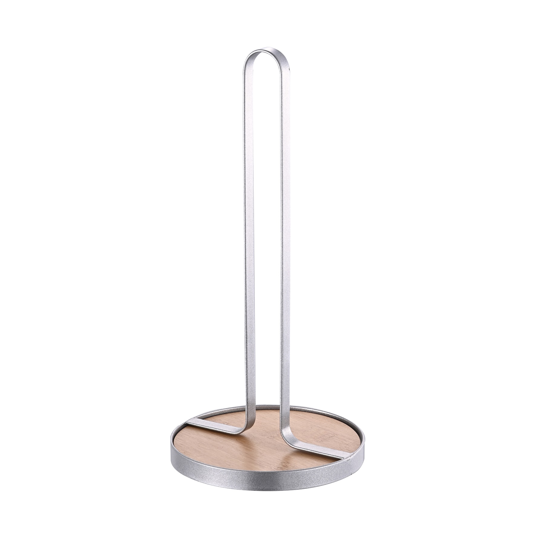 Carbon Steel Paper Towel Holder Countertop with Bamboo Base