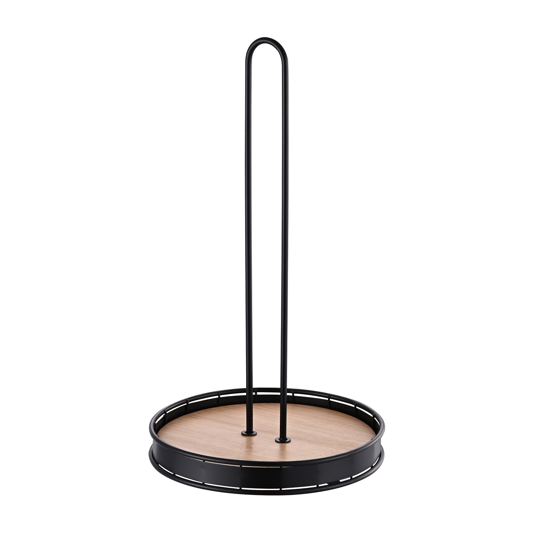 33cm Carbon Steel Paper Towel Holder Countertop With Bamboo Base