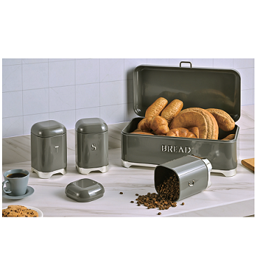 Good Looking Epoxy Coating Bread Bins & Coffee Tea Sugar Canister with Airtight Lid
