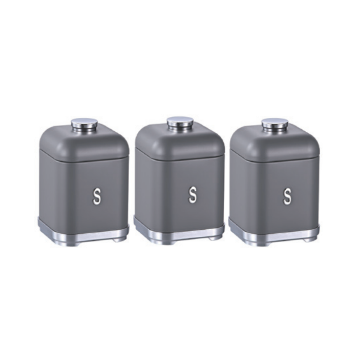 Set of 3 Pieces Square Shape Airtight Seal Can with Knob
