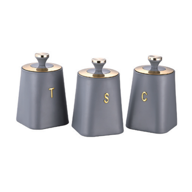 Set of 3 Pieces Trapezoid Shape Airtight Seal Can with Knob