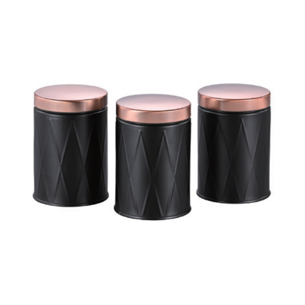 Set of 3 Pieces Round Shape Airtight Metal Seal Can with S/S lid