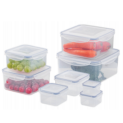 Plastic Food Storage Containers with 4 Sided Locking Lids