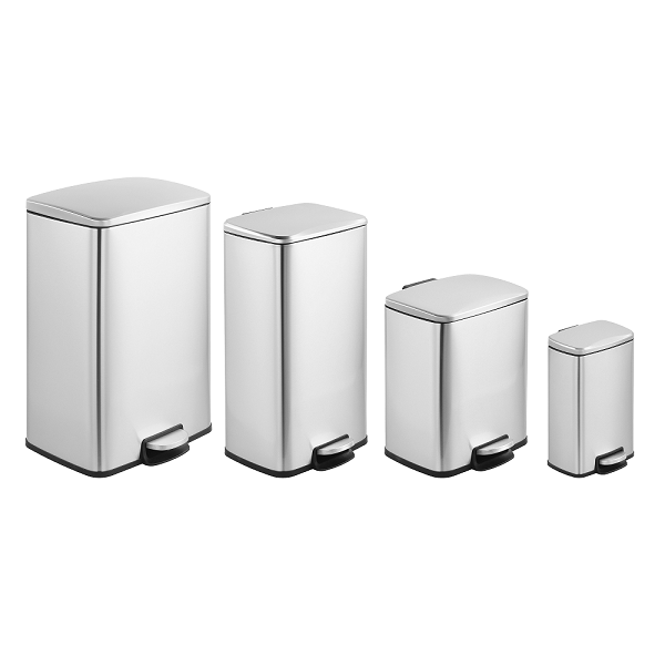 Stainless Steel Trash Bin with Lid in Rectangle Design