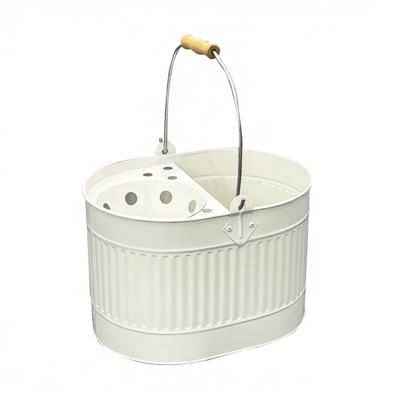 Metal Mop Bucket with Wood Handle
