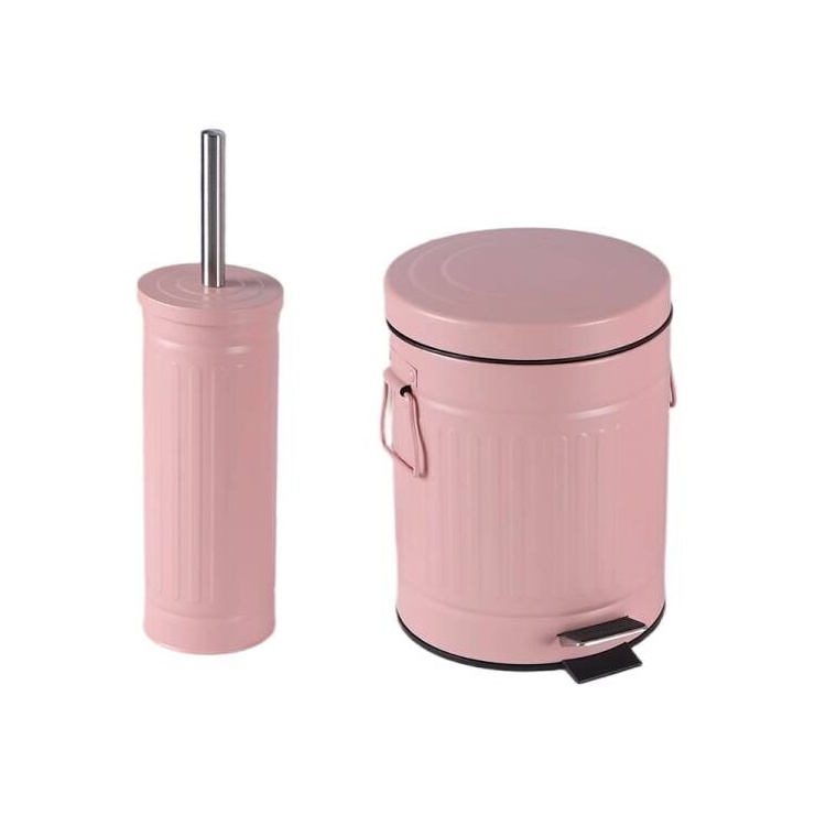 Step Trash Can and Toilet Brush Combo Set for Bathroom