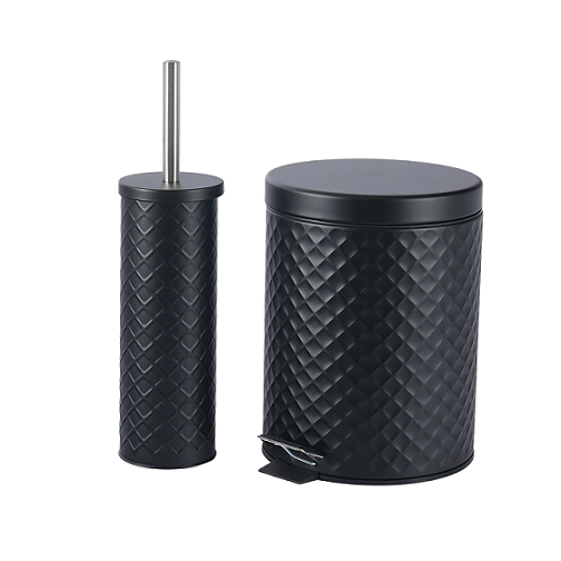 Bathroom Accessories Set – Includes Black Color Bathroom Trash Can & Toilet Brush with Holder