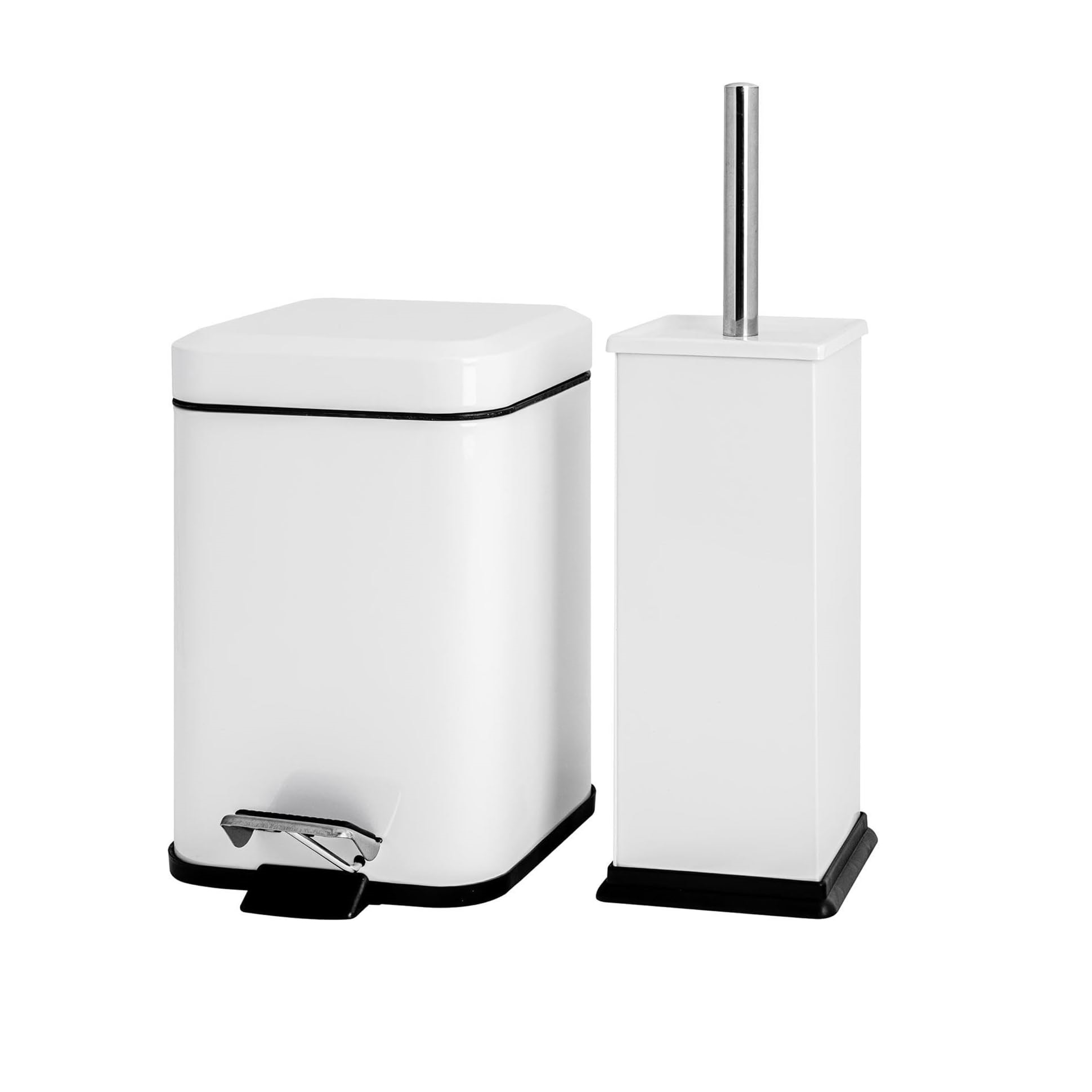 Epoxy Coating Bathroom Trash Can & Toilet Brush with Holder