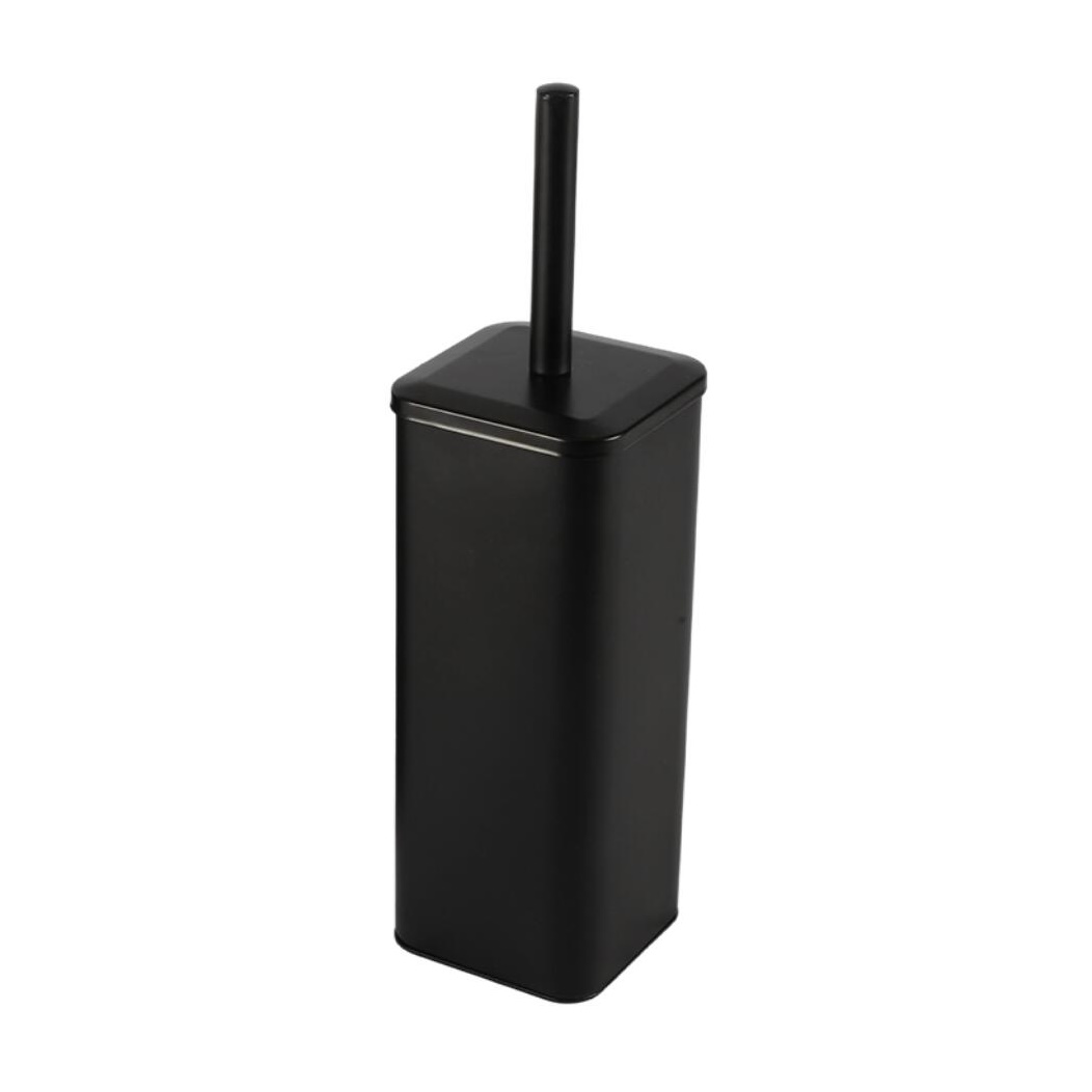Square Shape Carbon Steel Toilet Brush Holder Set in Black Color