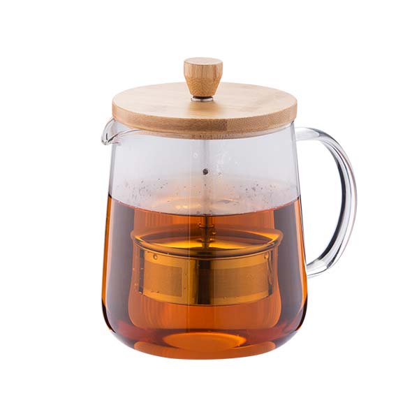 34oz glass teapot with wood lid