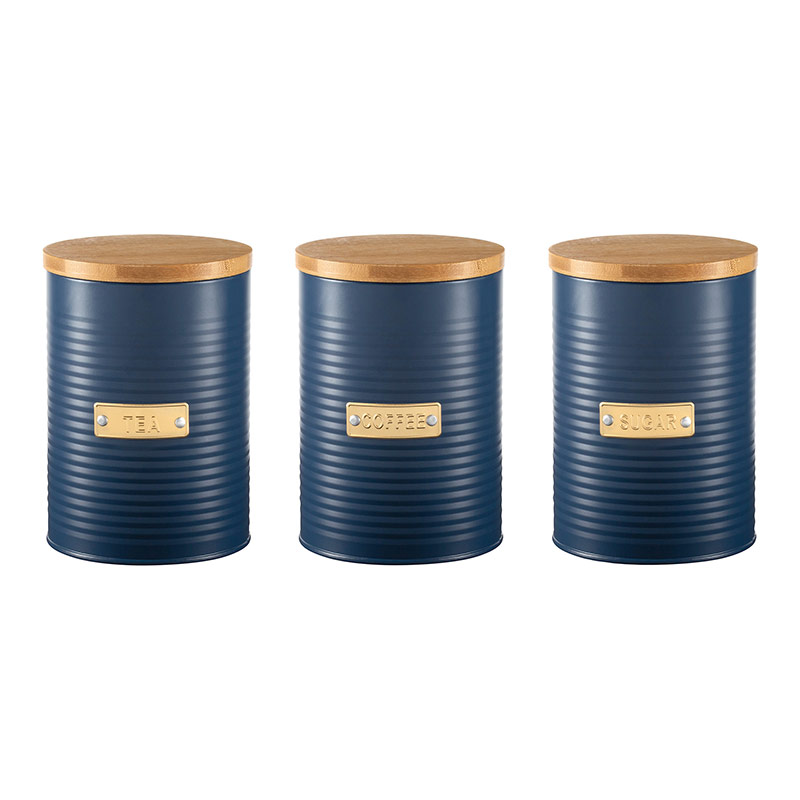 set of 3 pieces round shape airtight seal can with bamboo lid