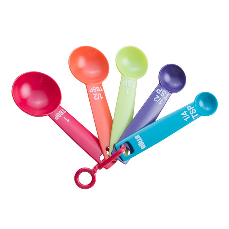 set of 5 plastic measuring teoon in mixed colors